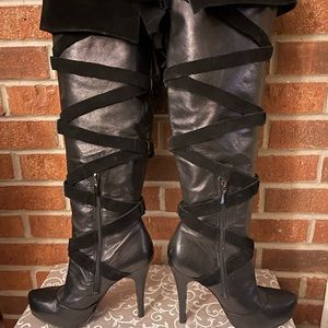 International Concepts Black Boots ( Genuine Leather) size 7.5
